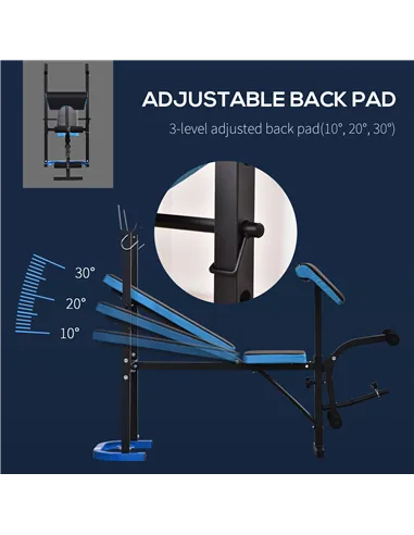 HOMCOM Adjustable Weight Bench with Leg Developer Barbell Rack for Lifting and Strength Training Multifunctional Workout Station