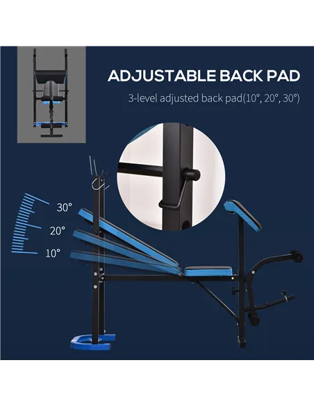 HOMCOM Adjustable Weight Bench with Leg Developer Barbell Rack for Lifting and Strength Training Multifunctional Workout Station
