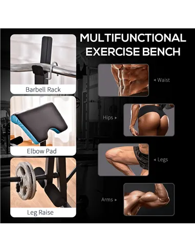 HOMCOM Adjustable Weight Bench with Leg Developer Barbell Rack for Lifting and Strength Training Multifunctional Workout Station