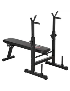 HOMCOM Adjustable Weight Bench, Foldable Bench, with Barbell Rack, Black