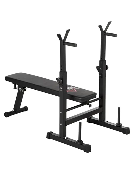 HOMCOM Adjustable Weight Bench, Foldable Bench, with Barbell Rack, Black