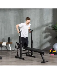 HOMCOM Adjustable Weight Bench, Foldable Bench, with Barbell Rack, Black 2