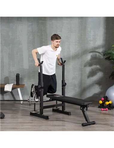 HOMCOM Adjustable Weight Bench, Foldable Bench, with Barbell Rack, Black