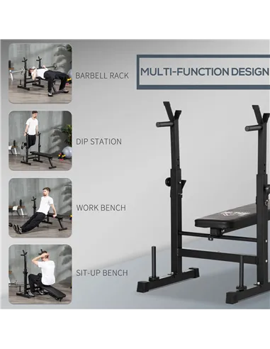 HOMCOM Adjustable Weight Bench, Foldable Bench, with Barbell Rack, Black