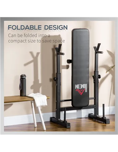 HOMCOM Adjustable Weight Bench, Foldable Bench, with Barbell Rack, Black