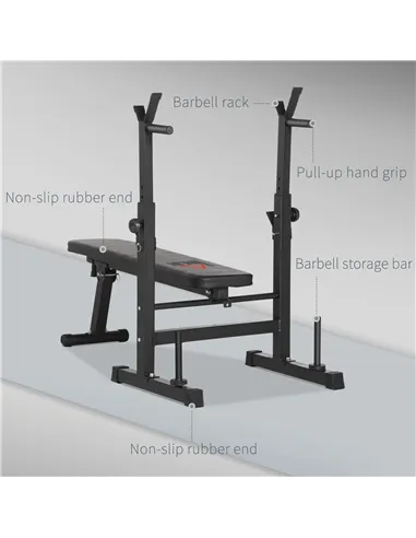 HOMCOM Adjustable Weight Bench, Foldable Bench, with Barbell Rack, Black