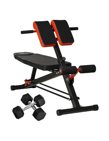 HOMCOM Multifunction Weight Bench with 2 Dumbbells, 7-Level Adjustable Hyper Extension Sit-up Bench