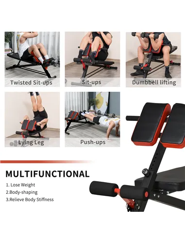 HOMCOM Multifunction Weight Bench with 2 Dumbbells, 7-Level Adjustable Hyper Extension Sit-up Bench