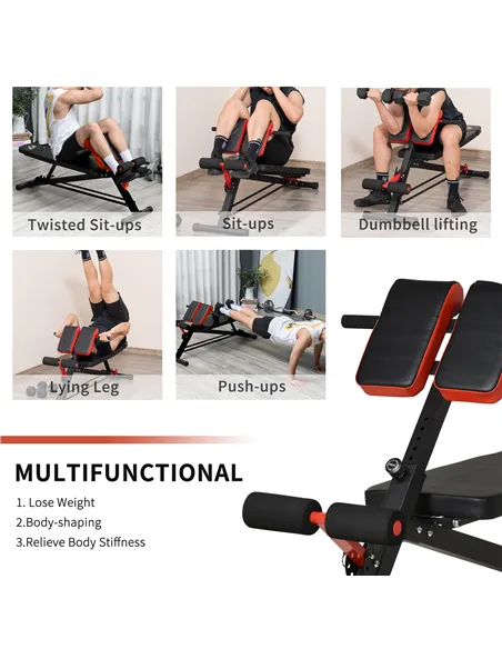 HOMCOM Multifunction Weight Bench with 2 Dumbbells, 7-Level Adjustable Hyper Extension Sit-up Bench
