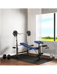 HOMCOM Adjustable Weight Bench with Leg Extension, Barbell Rack, Preacher Curl Pad, Butterfly, Multi-Function Home Gym Bench for 2