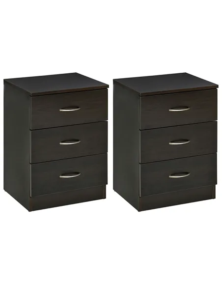 HOMCOM Bedside Cabinet with Drawer and Shelf, White Bedside Table for Bedroom, Living Room, Nightstand Side Table with Metal Rai