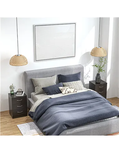 HOMCOM Bedside Cabinet with Drawer and Shelf, White Bedside Table for Bedroom, Living Room, Nightstand Side Table with Metal Rai