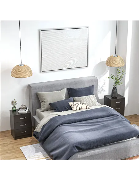 HOMCOM Bedside Cabinet with Drawer and Shelf, White Bedside Table for Bedroom, Living Room, Nightstand Side Table with Metal Rai