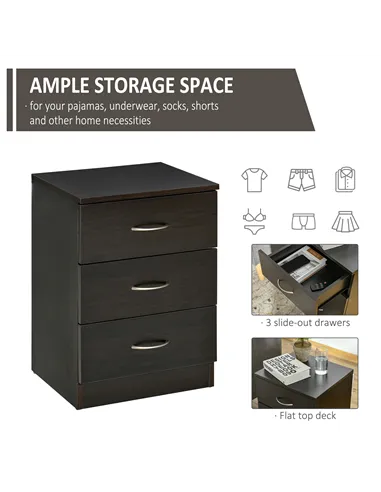 HOMCOM Bedside Cabinet with Drawer and Shelf, White Bedside Table for Bedroom, Living Room, Nightstand Side Table with Metal Rai