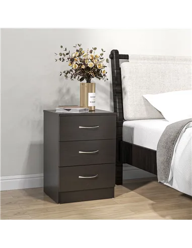 HOMCOM Bedside Cabinet with Drawer and Shelf, White Bedside Table for Bedroom, Living Room, Nightstand Side Table with Metal Rai