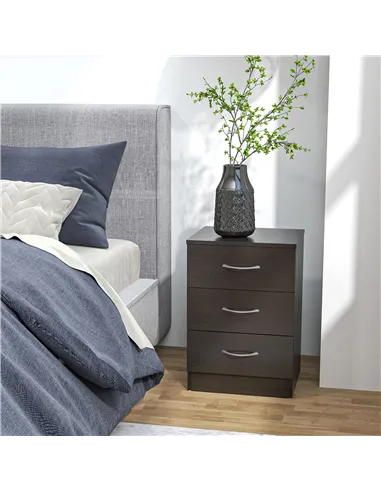 HOMCOM Bedside Cabinet with Drawer and Shelf, White Bedside Table for Bedroom, Living Room, Nightstand Side Table with Metal Rai