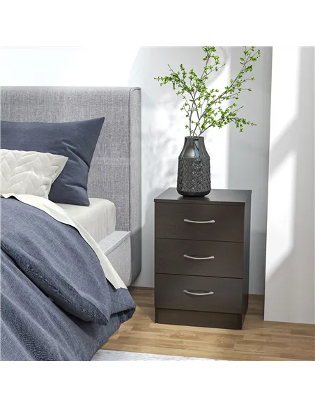 HOMCOM Bedside Cabinet with Drawer and Shelf, White Bedside Table for Bedroom, Living Room, Nightstand Side Table with Metal Rai