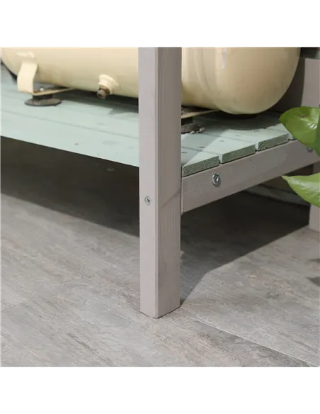 HOMCOM Garden Potting Table with Sink, Blackboard and Drawer, Wooden Planting Work Bench Workstation Outdoor Tool Storage Shelve