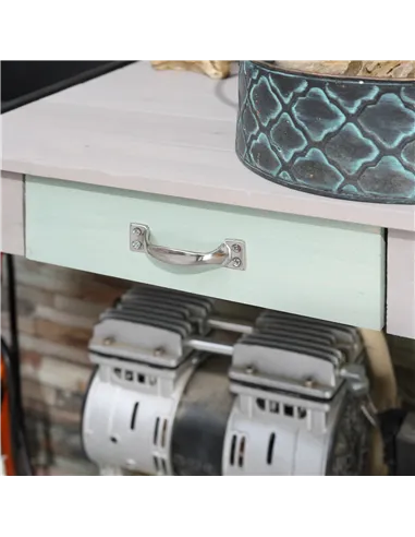 HOMCOM Garden Potting Table with Sink, Blackboard and Drawer, Wooden Planting Work Bench Workstation Outdoor Tool Storage Shelve