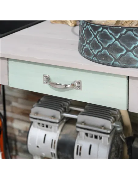 HOMCOM Garden Potting Table with Sink, Blackboard and Drawer, Wooden Planting Work Bench Workstation Outdoor Tool Storage Shelve