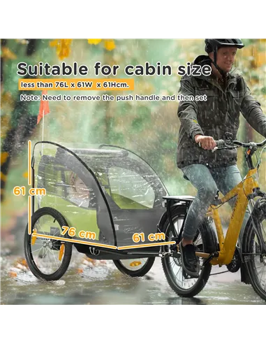 HOMCOM Baby Bike Trailer Cover, Anti Dust Rain Snow, Cold Wind, 76 x 61 x 61 cm