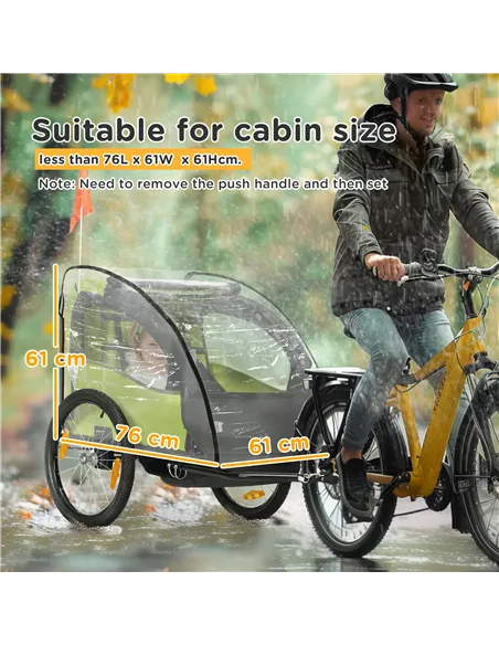 HOMCOM Baby Bike Trailer Cover, Anti Dust Rain Snow, Cold Wind, 76 x 61 x 61 cm