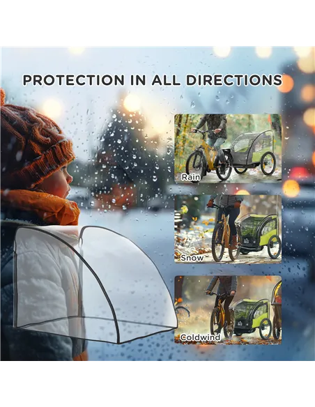 HOMCOM Baby Bike Trailer Cover, Anti Dust Rain Snow, Cold Wind, 76 x 61 x 61 cm