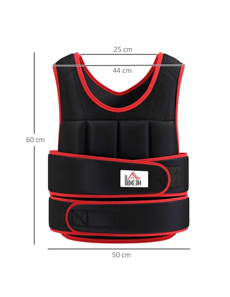 HOMCOM 20kg Weighted Vest, Adjustable Running Weight Vest with 38 Weight Bags for Men or Women Cardio Exercise, Black and Red