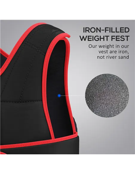 HOMCOM 20kg Weighted Vest, Adjustable Running Weight Vest with 38 Weight Bags for Men or Women Cardio Exercise, Black and Red