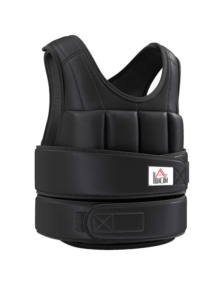 HOMCOM 15kg Weighted Vest, Adjustable Running Weight Vest with 38 Weight Bags for Men or Women Cardio Exercise, Black