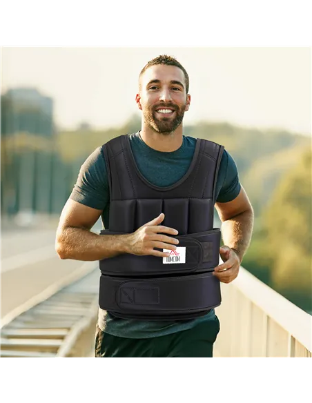HOMCOM 15kg Weighted Vest, Adjustable Running Weight Vest with 38 Weight Bags for Men or Women Cardio Exercise, Black