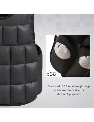 HOMCOM 15kg Weighted Vest, Adjustable Running Weight Vest with 38 Weight Bags for Men or Women Cardio Exercise, Black