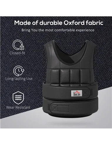 HOMCOM 15kg Weighted Vest, Adjustable Running Weight Vest with 38 Weight Bags for Men or Women Cardio Exercise, Black