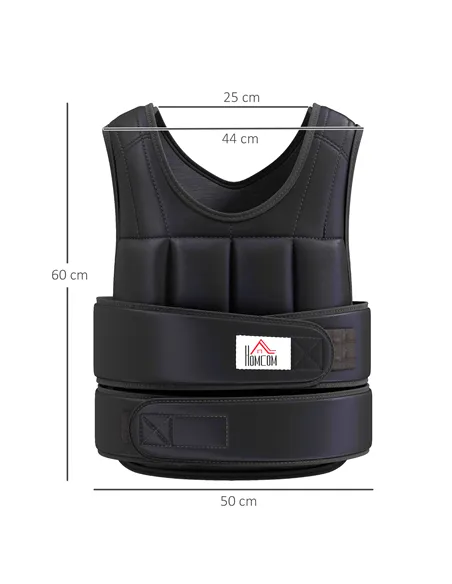 HOMCOM 10kg Weighted Vest, Adjustable Running Weight Vest with 38 Weight Bags for Men or Women Cardio Exercise, Black