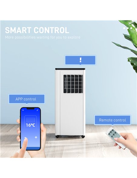 HOMCOM 9,000 BTU App-Controlled Mobile Air Conditioner, 20m² Radius - White