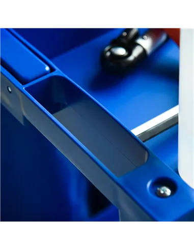 HOMCOM Janitor Cleaning Trolley, with Bin, Shelves and Hooks - Blue