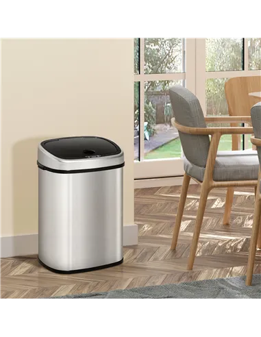HOMCOM Stainless Steel Kitchen Sensor Dustbin Automatic Touchless Rubbish Garbage Waste Bin 58L Silver
