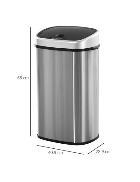 HOMCOM Stainless Steel Kitchen Sensor Dustbin Automatic Touchless Rubbish Garbage Waste Bin 58L Silver