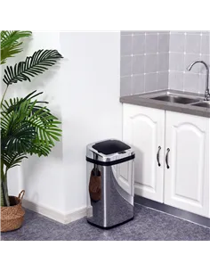 HOMCOM 30L Stainless Steel Motion Sensor Lid Bin - Silver Tone 2