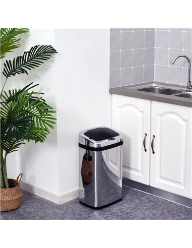 HOMCOM 30L Stainless Steel Motion Sensor Lid Bin - Silver Tone