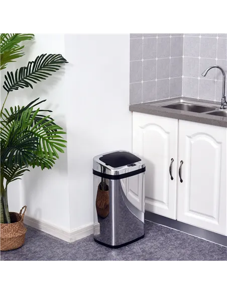 HOMCOM 30L Stainless Steel Motion Sensor Lid Bin - Silver Tone