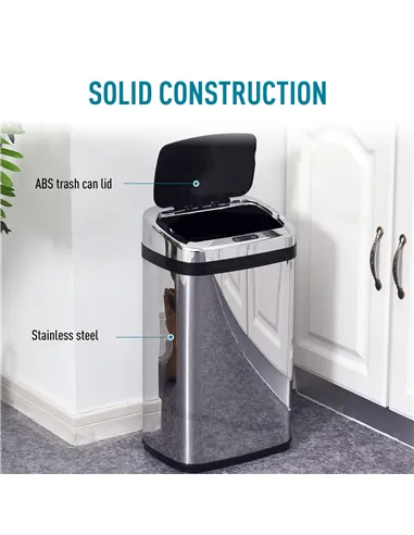HOMCOM 30L Stainless Steel Motion Sensor Lid Bin - Silver Tone