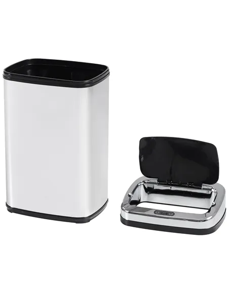 HOMCOM 30L Stainless Steel Motion Sensor Lid Bin - Silver Tone