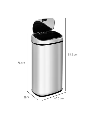 HOMCOM 68L Sensor Dustbin Stainless Steel Automatic Kitchen Waste Bin Silver