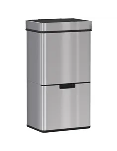 HOMCOM 72L Recycling Sensor Bin Stainless Steel 3 Compartments For Both Wet/Dry Waste w/Removable Lid  Kitchen Home
