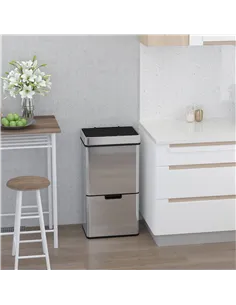 HOMCOM 72L Recycling Sensor Bin Stainless Steel 3 Compartments For Both Wet/Dry Waste w/Removable Lid  Kitchen Home 2