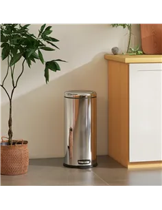 HOMCOM Foot Pedal Bin Stainless Steel Metal Waste Rubbish Lid Kitchen Garbage 30L Silver 2