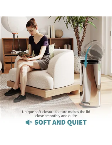 HOMCOM Foot Pedal Bin Stainless Steel Metal Waste Rubbish Lid Kitchen Garbage 30L Silver