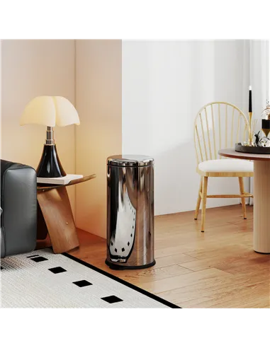 HOMCOM Foot Pedal Bin Stainless Steel Metal Waste Rubbish Lid Kitchen Garbage 30L Silver