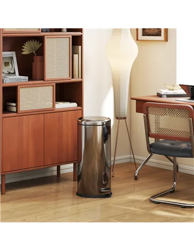 HOMCOM Foot Pedal Bin Stainless Steel Metal Waste Rubbish Lid Kitchen Garbage 30L Silver